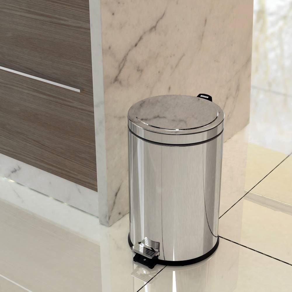 Lixeira Com Tampa E Pedal Brasil Tramontina 12 Litros - Aço Inox