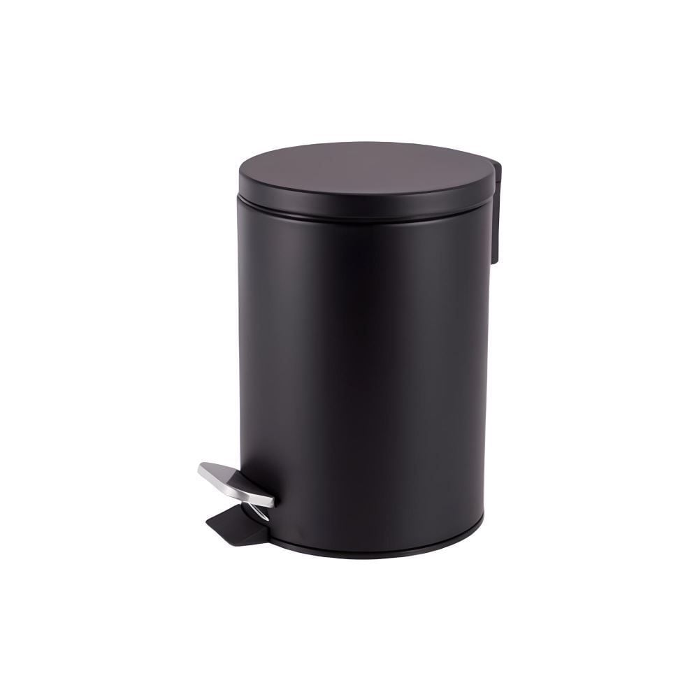 Lixeira Redonda Com Pedal Matte Camesa 3 Litros - Preto