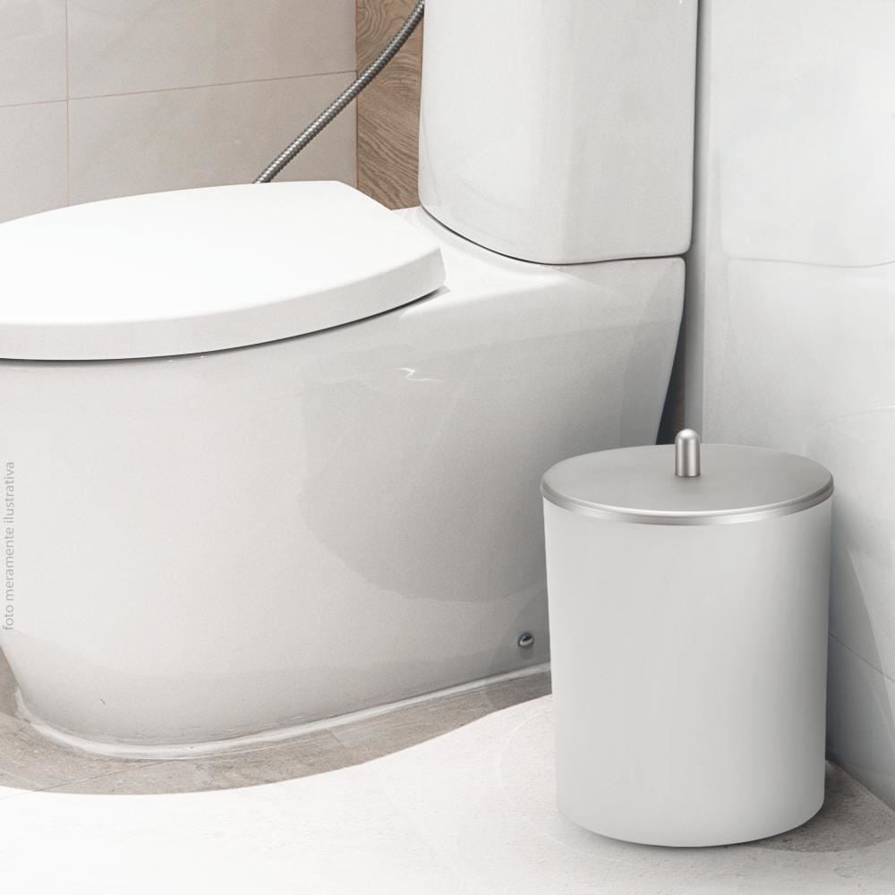 Lixeira Multiuso Cromo Fosco Conceito 5 Litros Arthi - Branco