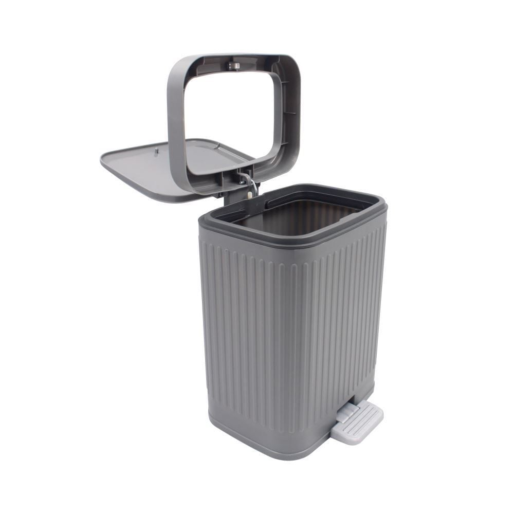 Lixeira Quadrada com Pedal Havan Casa 12 Litros - Cinza