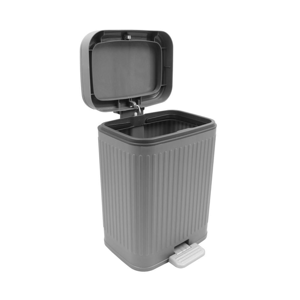 Lixeira Quadrada Plástica com Pedal Havan Casa 8 Litros - Cinza