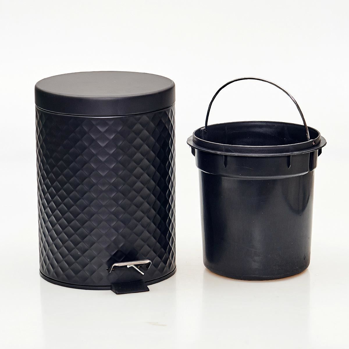 Lixeira Redonda Diamond Matte 5 Litros - Preto