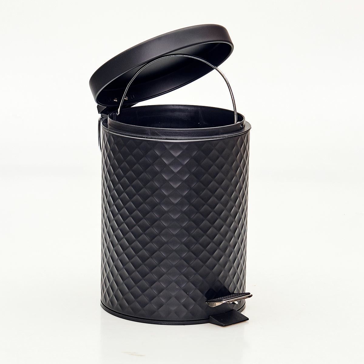 Lixeira Redonda Diamond Matte 5 Litros - Preto