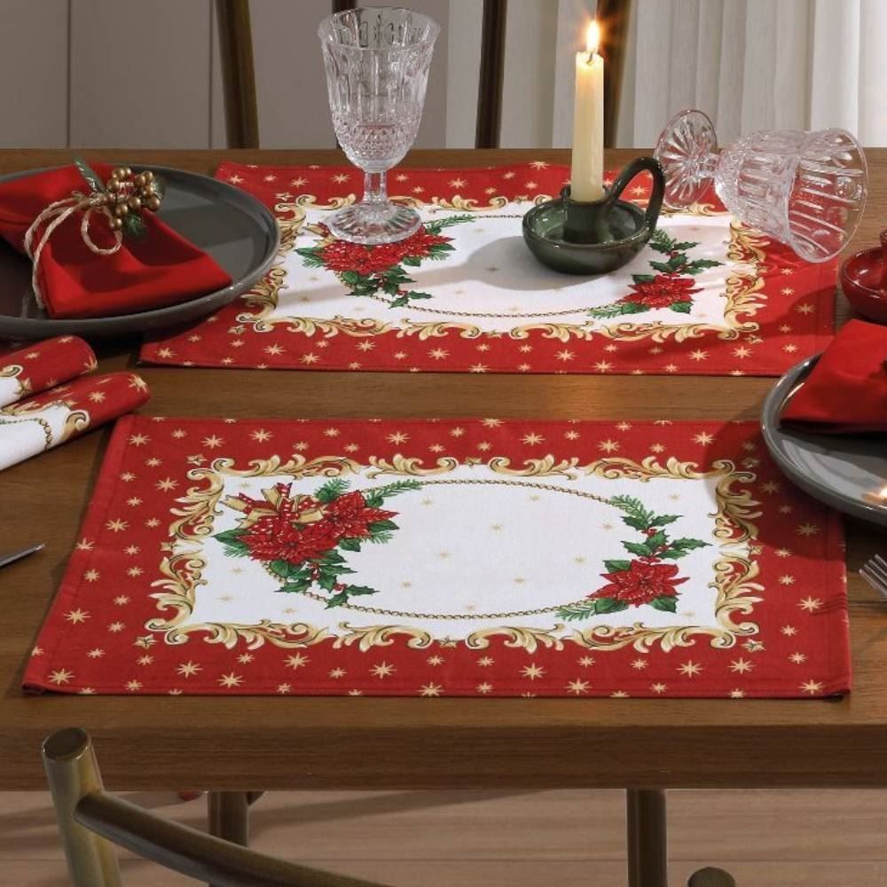 Lugar Americano Avulso 45X30 cm Natal Döhler - Sino Dourado