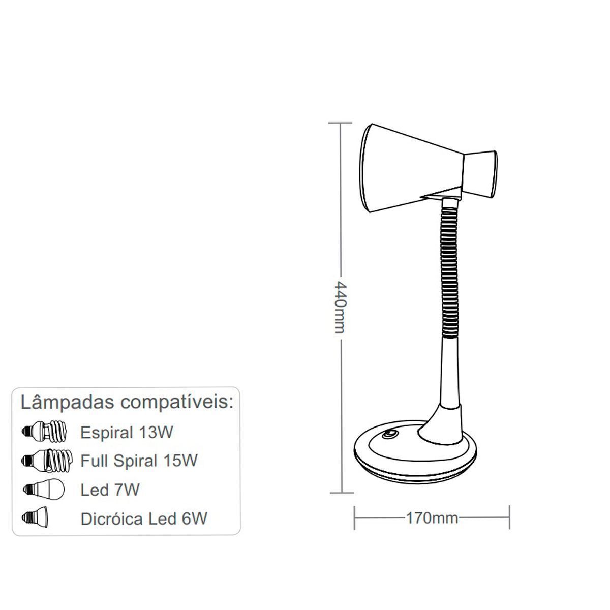 Luminária De Mesa Escritório Bivolt Tlm-03 Taschibra - Rosa