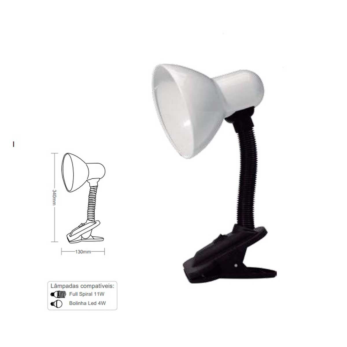 Luminária de Mesa Bivolt TLM-05 E-27 Taschibra - Branco