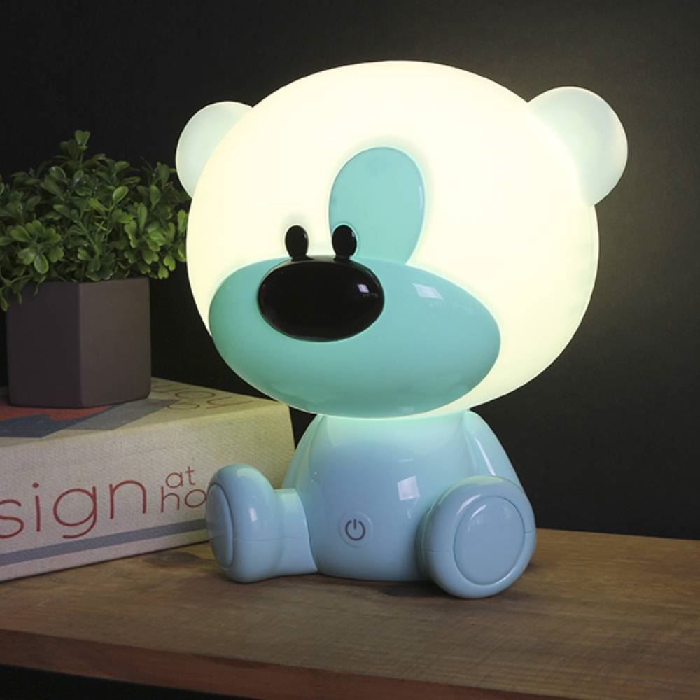 Luminária De Mesa Decorativa Led Ursinho Azul Taschibra 3W 3000K - Pipo