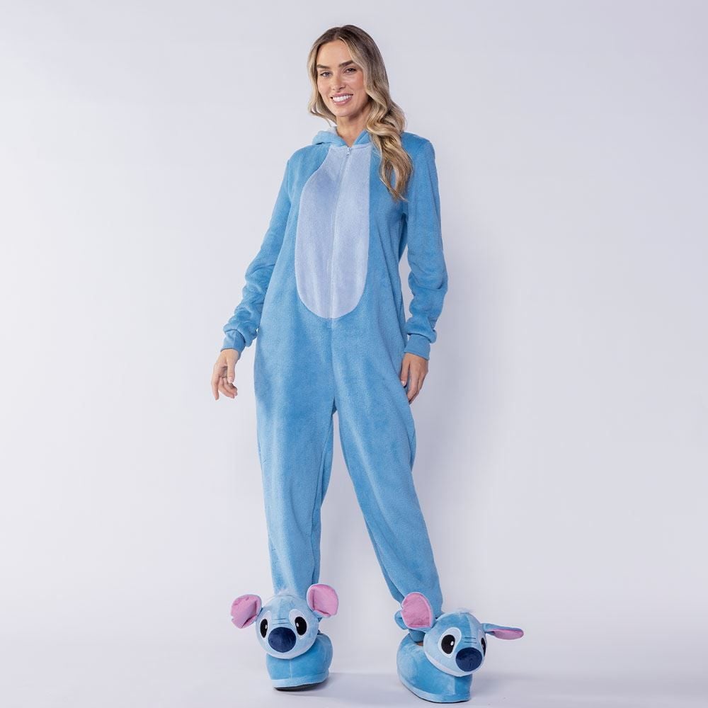 Macacão Pijama Adulto Em Fleece Stitch Disney