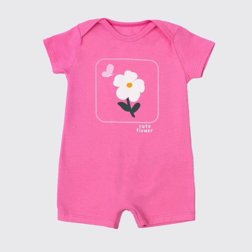 Macaquinho Bebê Menina Manga Curta Flor Yoyo Baby
