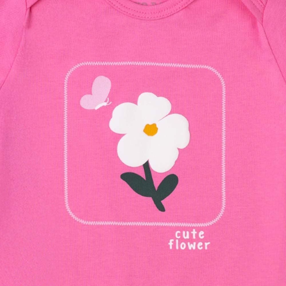 Macaquinho Bebê Menina Manga Curta Flor Yoyo Baby