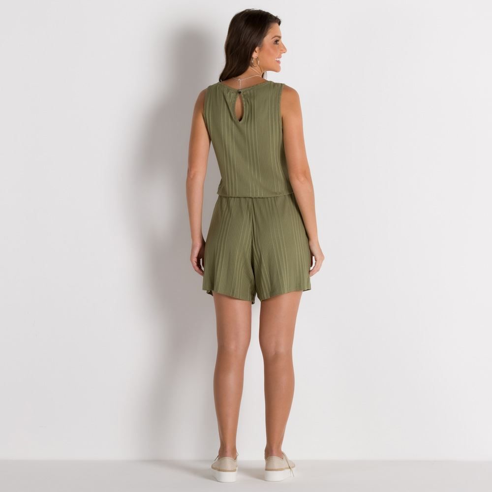 Macaquinho Curto Canelado com Amarração Patricia Foster