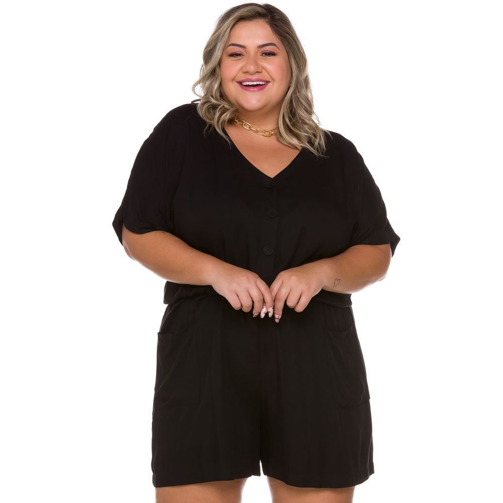 Macaquinho Plus Size de Viscose Patricia Foster Mais
