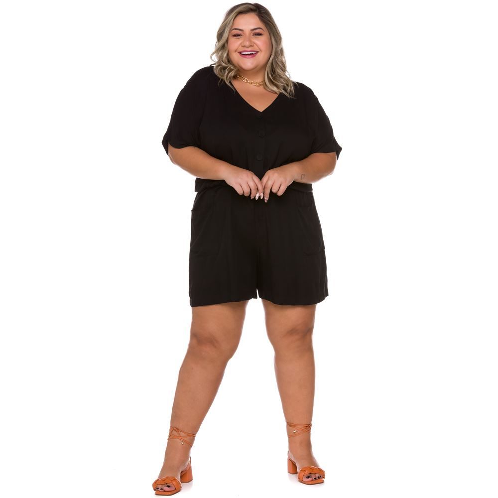 Macaquinho Plus Size de Viscose Patricia Foster Mais