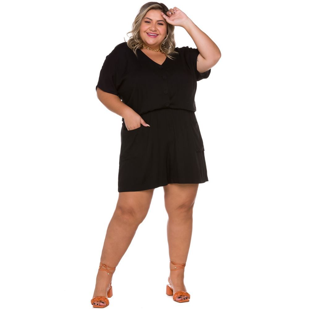 Macaquinho Plus Size de Viscose Patricia Foster Mais