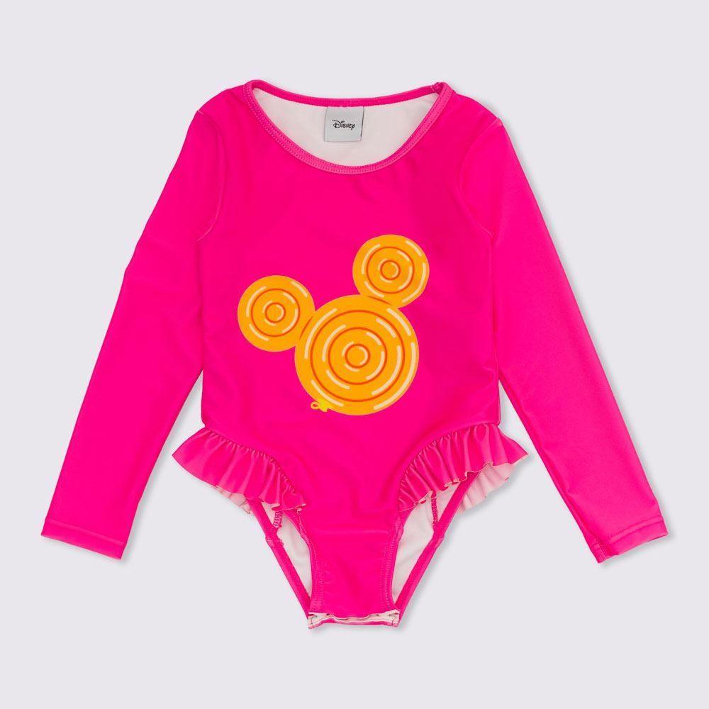 Maiô 1 a 3 Anos Manga Longa Pool Party Baby Girl Disney