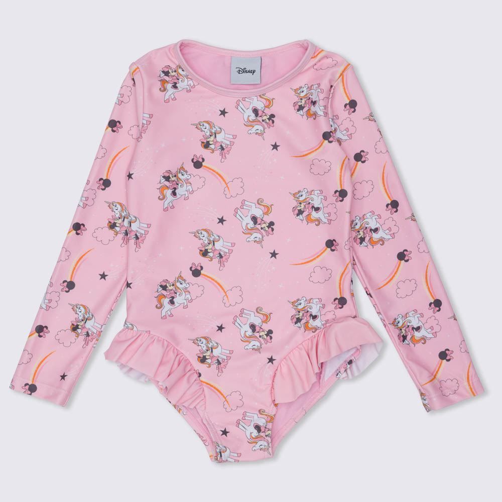 Maiô 1 a 3 anos Minnie e Unicórnio Babados Disney