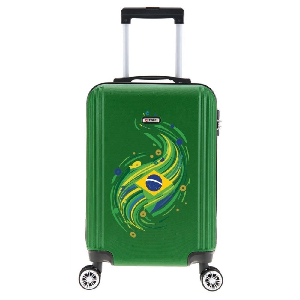 Mala de Viagem Média Tonin Verde em Abs com Rodas 360° Expansível - Bandeira