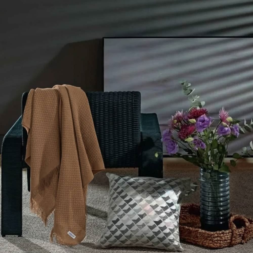 Manta para Sofá Decorativa 1,20X1,45 m Búzios Hedrons - Camurça
