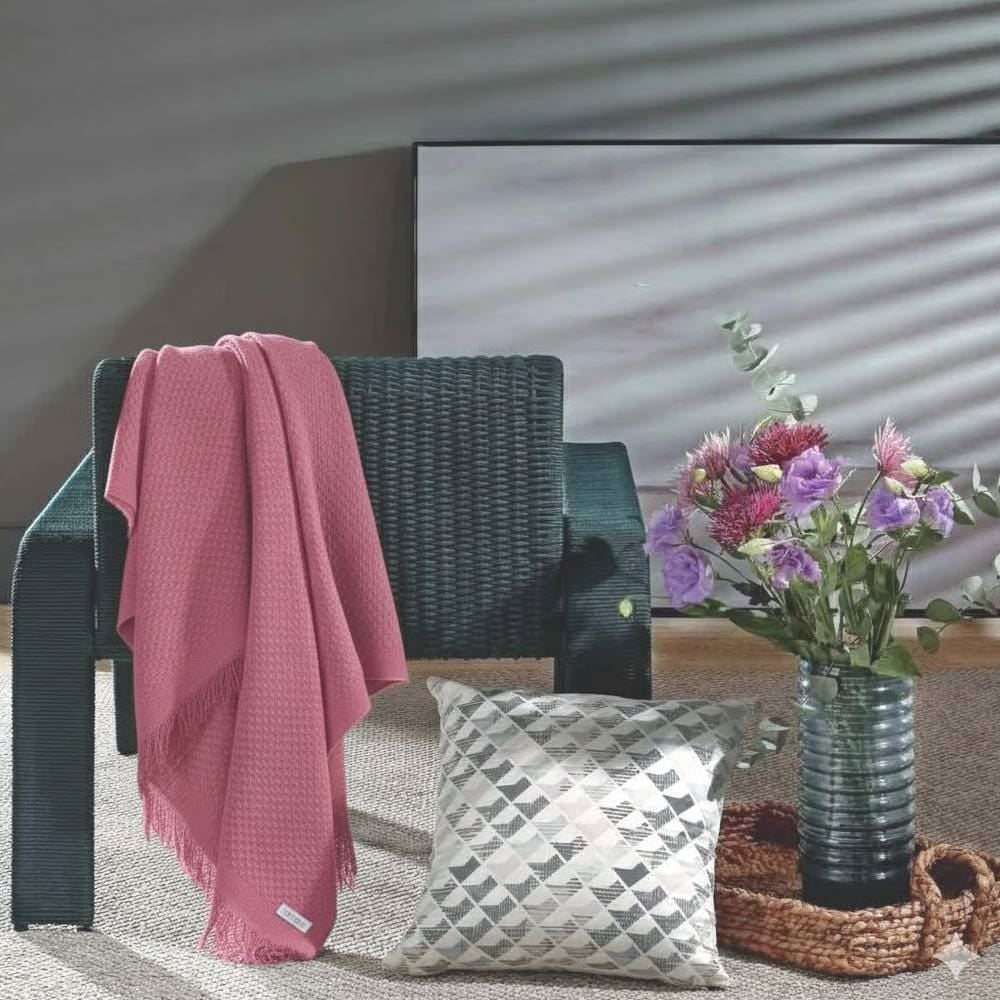 Manta para Sofá Decorativa 1,20X1,45 m Búzios Hedrons - Rosa Antigo