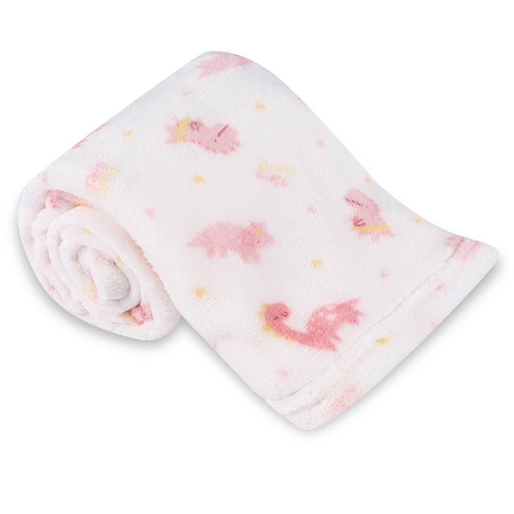 Manta De Bebe Microfibra 90X110 Cm Havan Baby 1 Pç - Dino Rosa