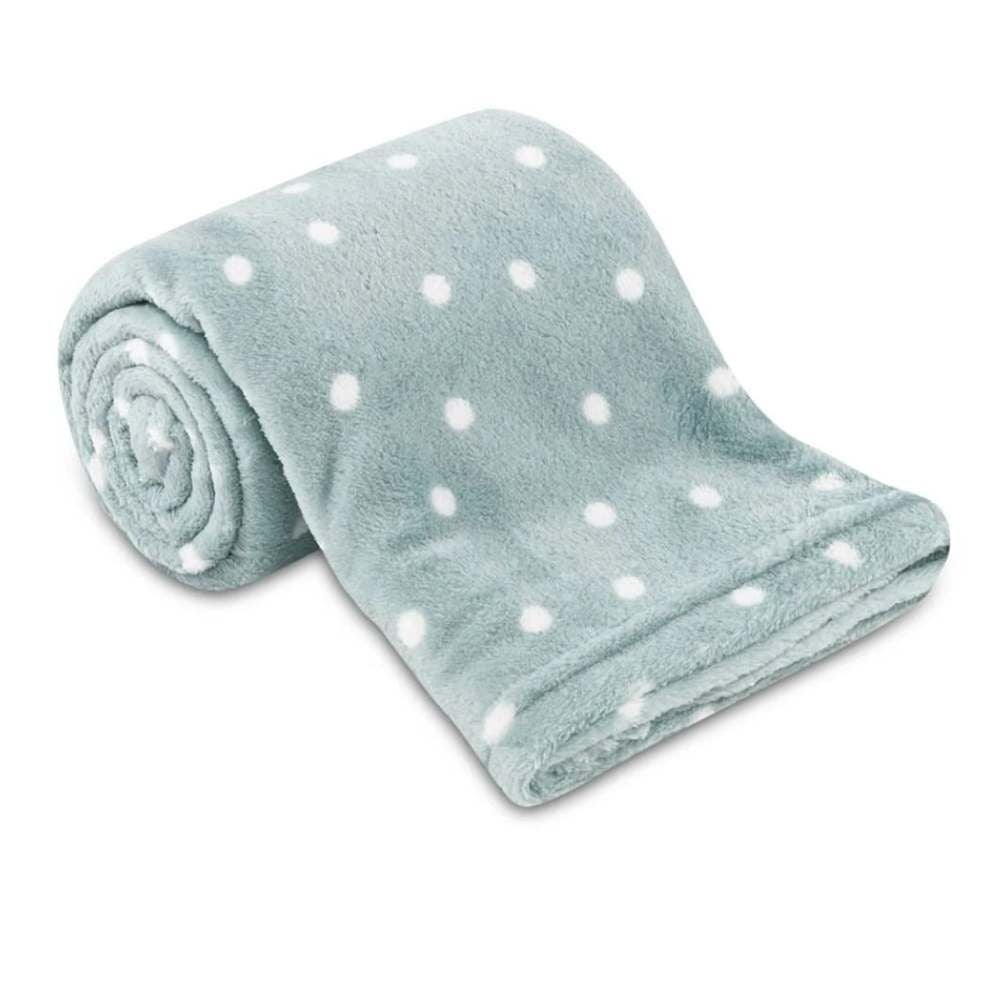 Manta De Bebê Microfibra 90X110 Cm Havan Baby 1 Peça - Poá Aqua