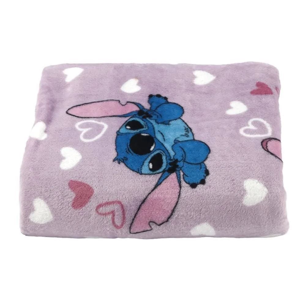 Manta Infantil Flannel 1,05M X 1,50M Disney - Stitch e Angel Coração