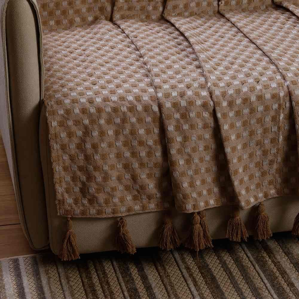 Manta para Sofá Provence com Pingentes 1,40X1,70M Havan Casa - Nude