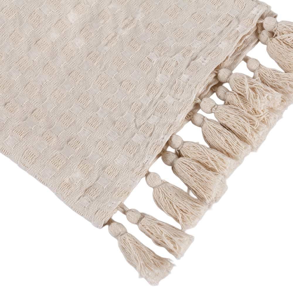 Manta para Sofá Provence com Pingentes 1,40X1,70M Havan Casa - Cru