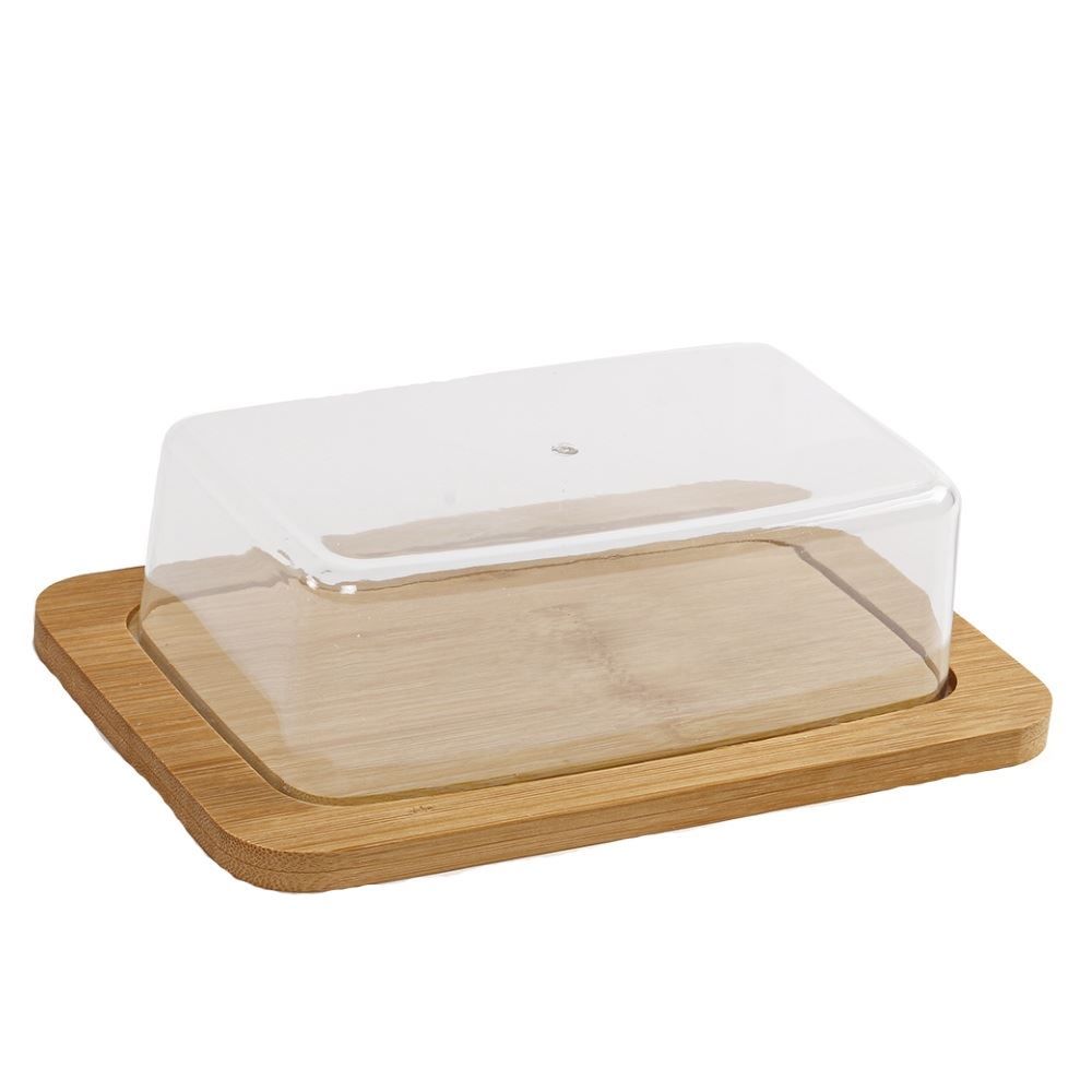 Manteigueira Bambu Com Tampa Ecokitchen Mimo Style - Bambu e Transparente