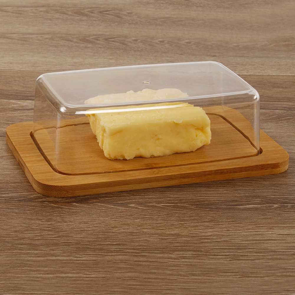 Manteigueira Bambu Com Tampa Ecokitchen Mimo Style - Bambu e Transparente