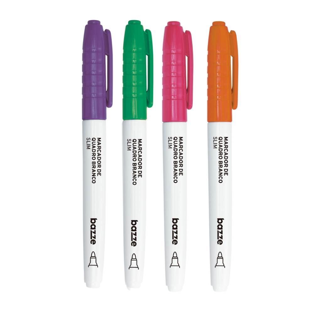 Marcador De Quadro Branco Slim 4 Unidades Bazze - 614250