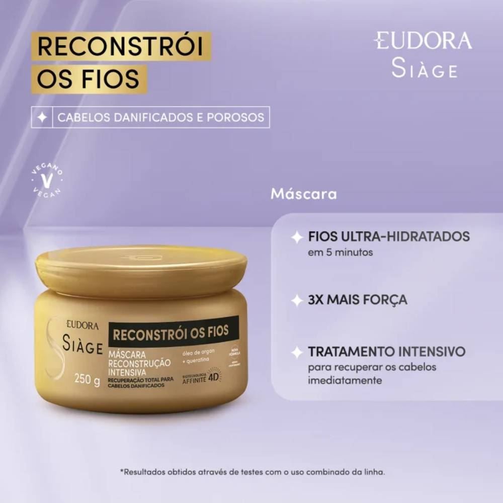 Máscara Reconstrói Os Fios Siàge 250G - Eudora