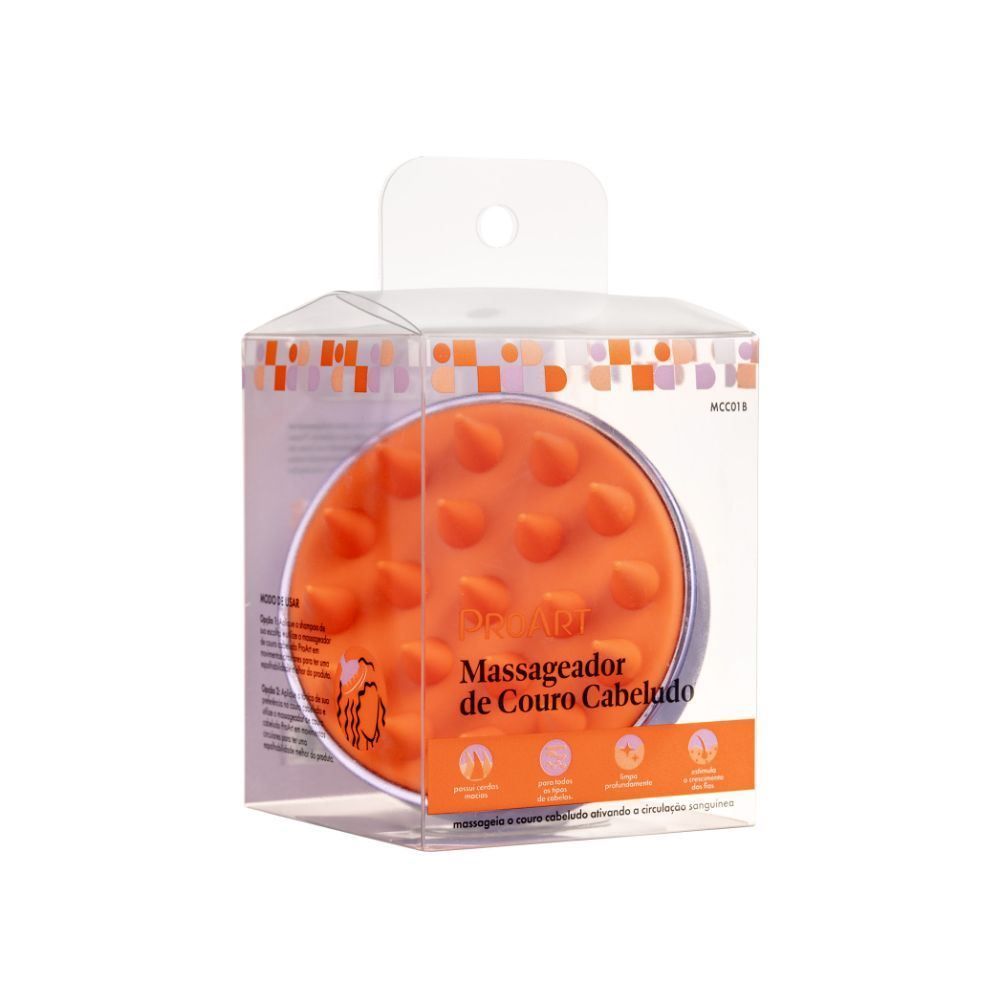 Massageador De Couro Cabeludo Proart - Roxo e Laranja