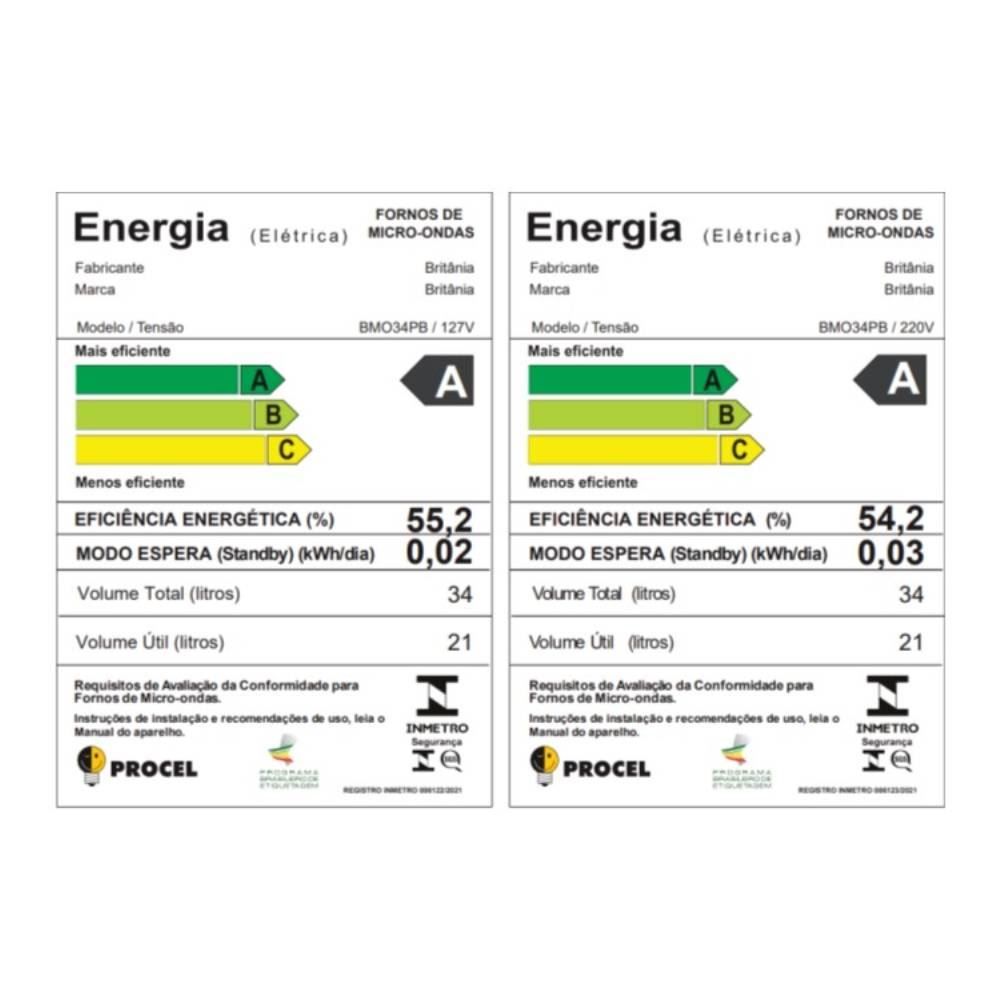 Micro-ondas Britânia 34 Litros Limpa Fácil BMO34PB