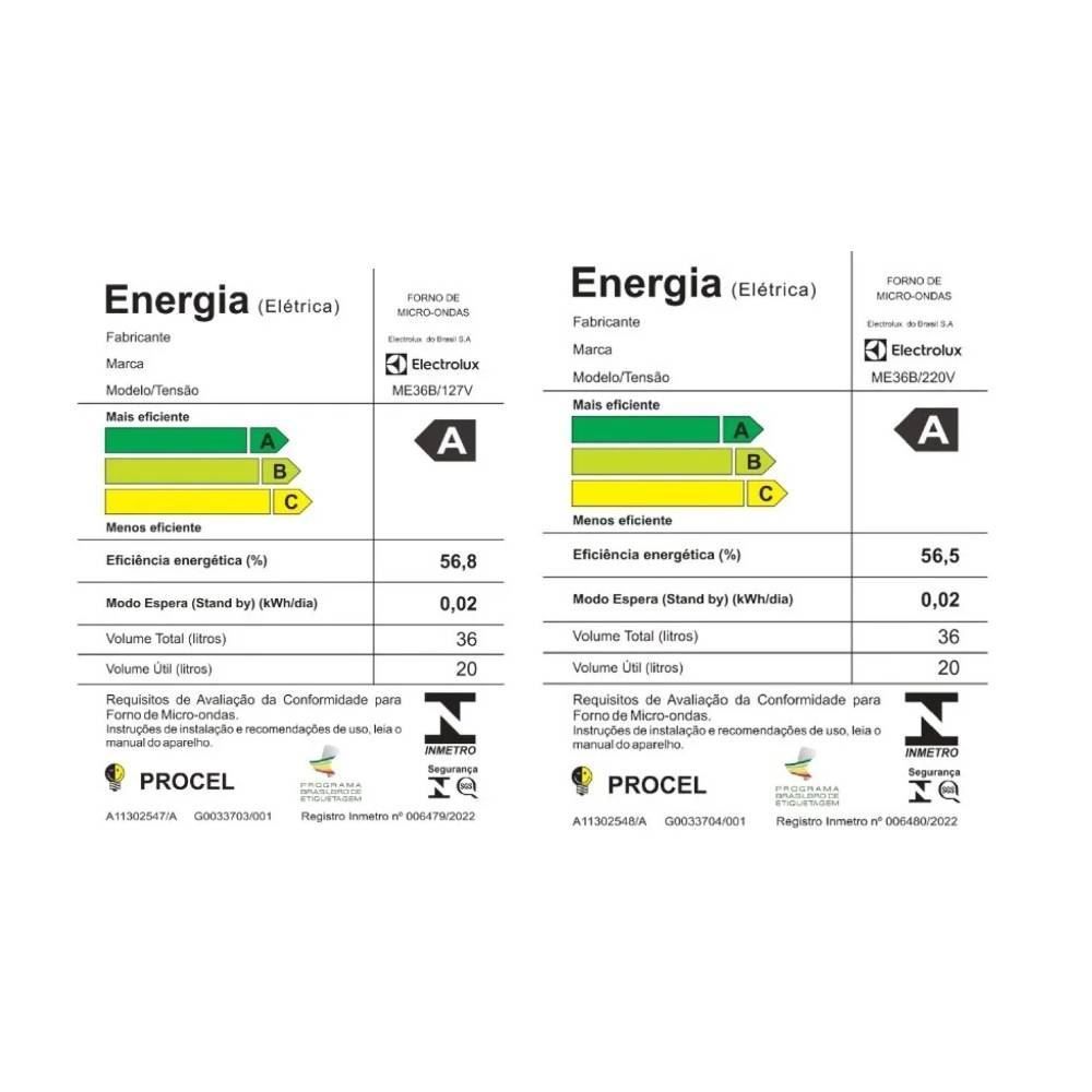 Micro-ondas Electrolux 36 Litros Com Descongelamento Assistido ME36B