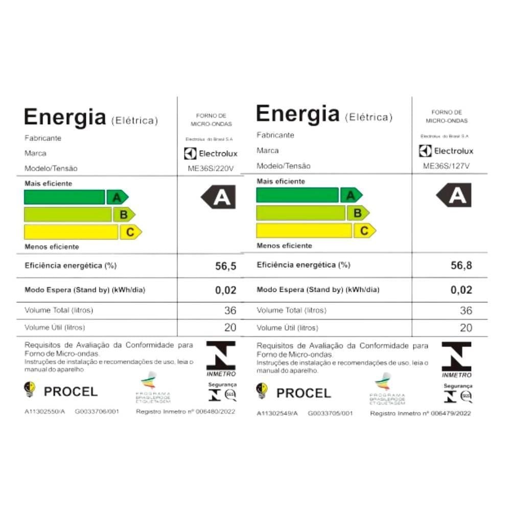 Micro-ondas Electrolux 36 Litros de Bancada Prata ME36S