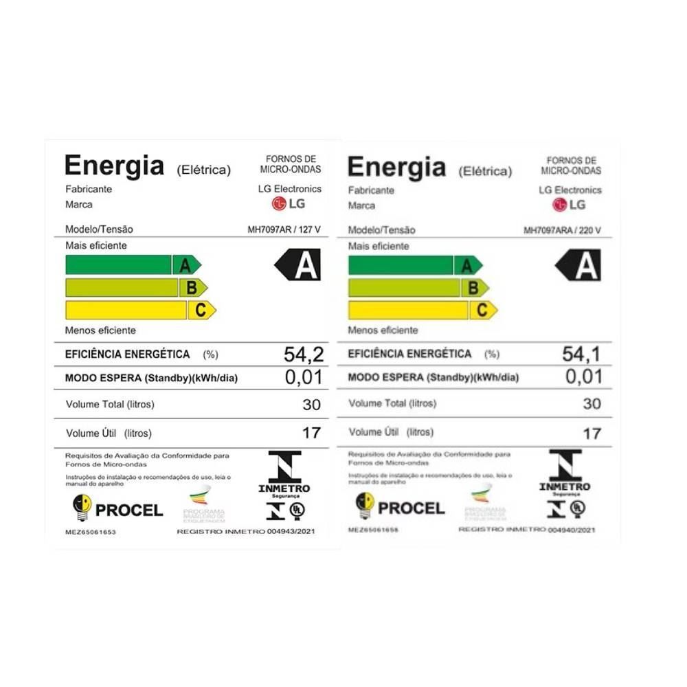 Micro-ondas LG 30 Litros de Bancada Revestimento Easy Clean MH7097AR
