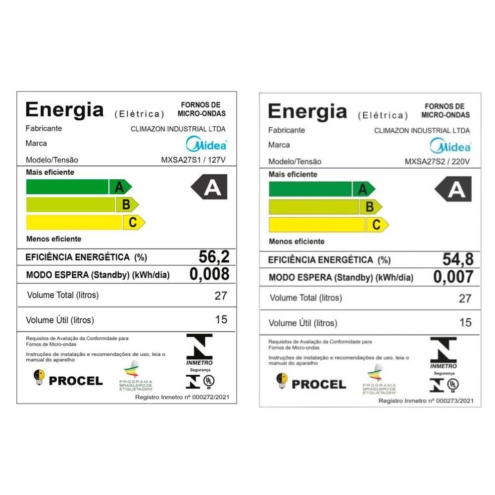 Micro-ondas Midea 27 Litros Espelhado Prata MXSA27S