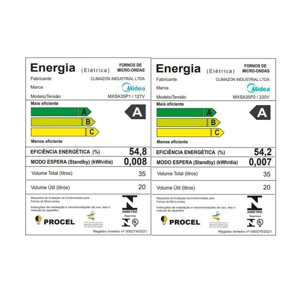 Micro-ondas Midea 35 Litros Branco E Preto MXSA35P1