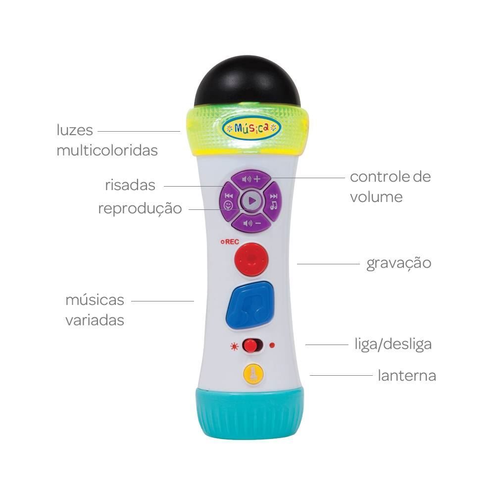 Microfone Musical Infantil Canta E Grava Buba - Color