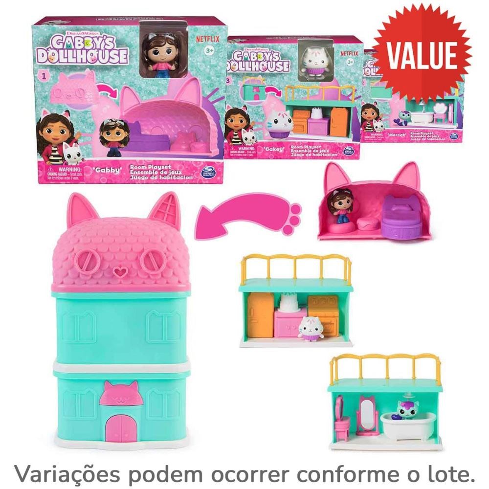 Mini Playset Sortido com Figura, Gabbys Dollhouse, Sunny