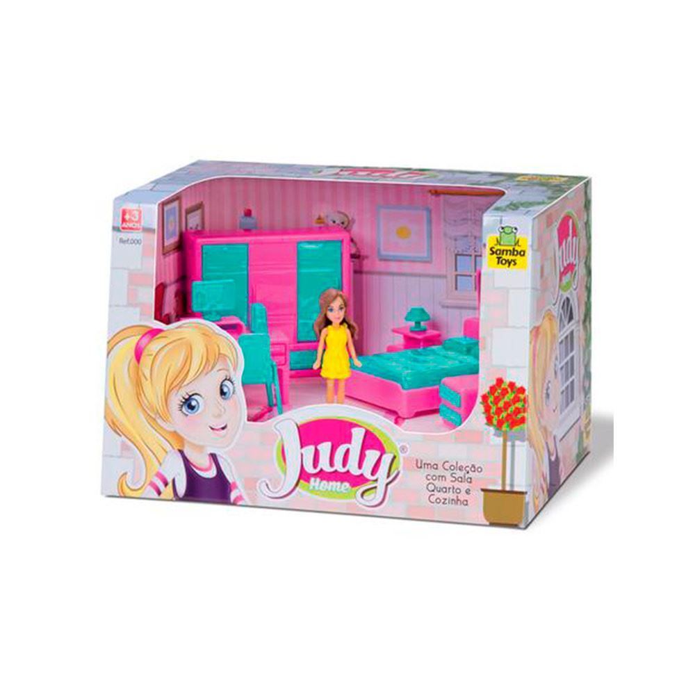Mini Quarto Com Boneca Judy 404 Samba Toys - Rosa