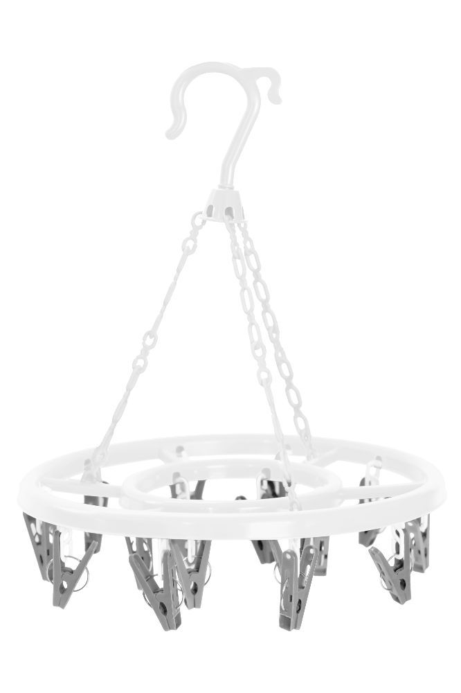 Mini Varal Redondo Powermaid 16 Prendedores Tam. Unico Branco C/ Cinza