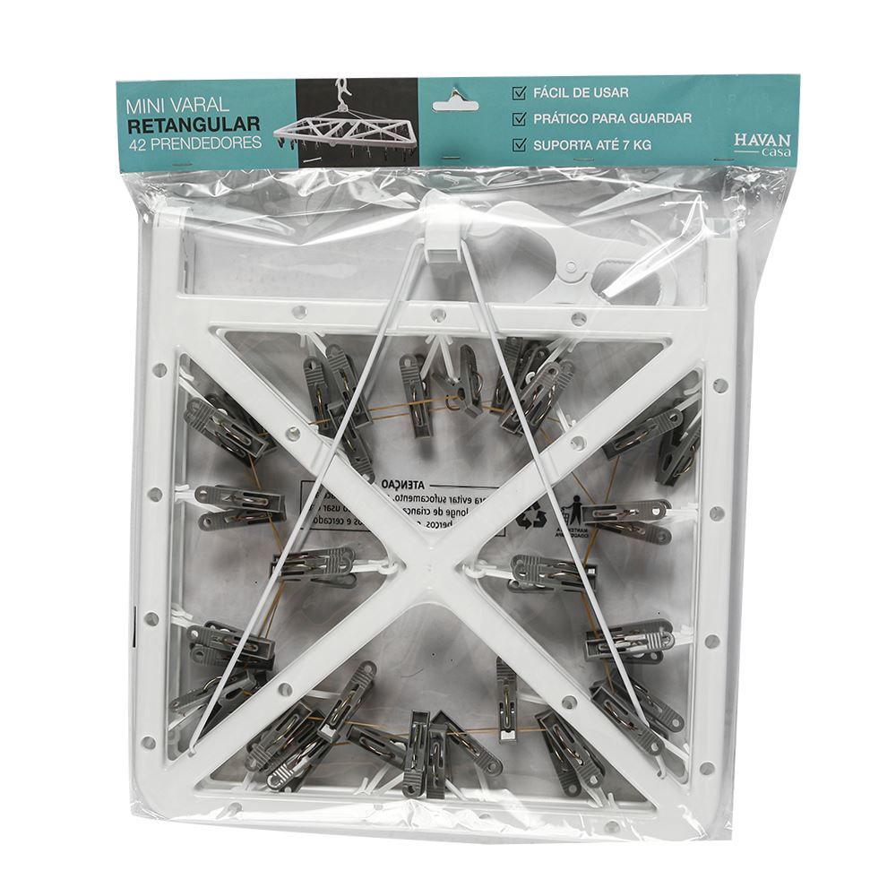 Mini Varal Retangular Havan Casa - 42 Prendedores 