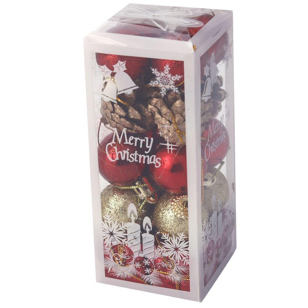 Mix De Enfeites Natalinos Dourado E Vermelho 20 Unidades Tuut - 28586