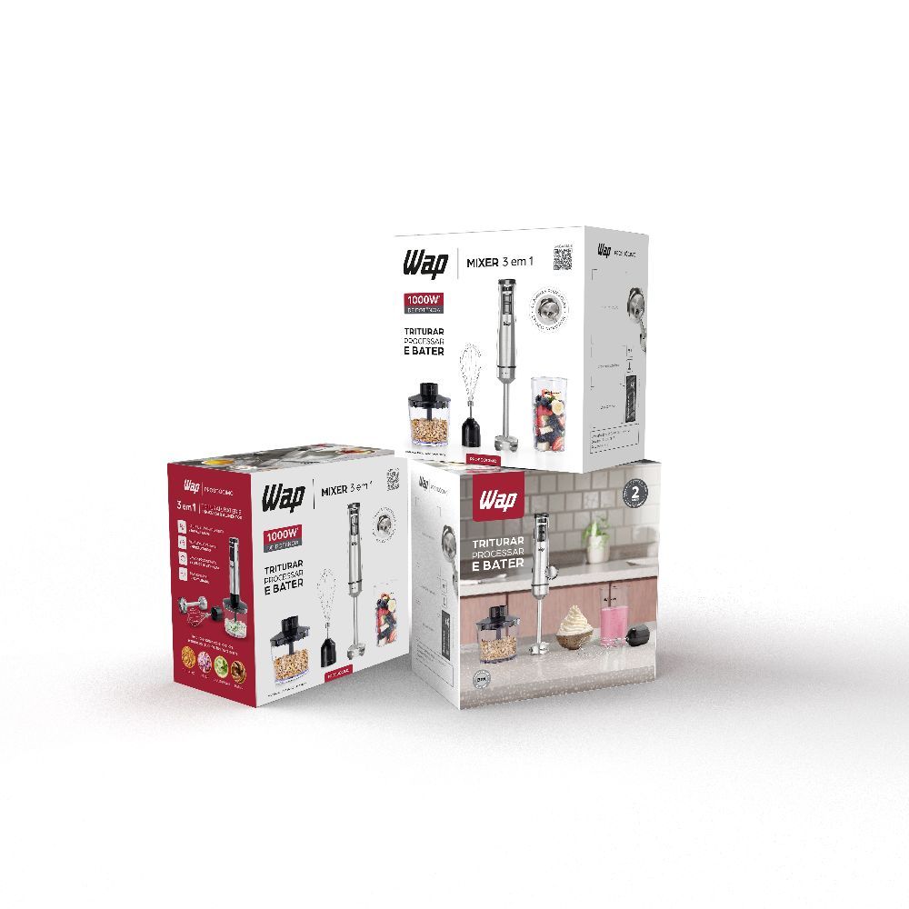 Mixer 3 em 1 Processador Portátil Inox Prosdócimo WM1
