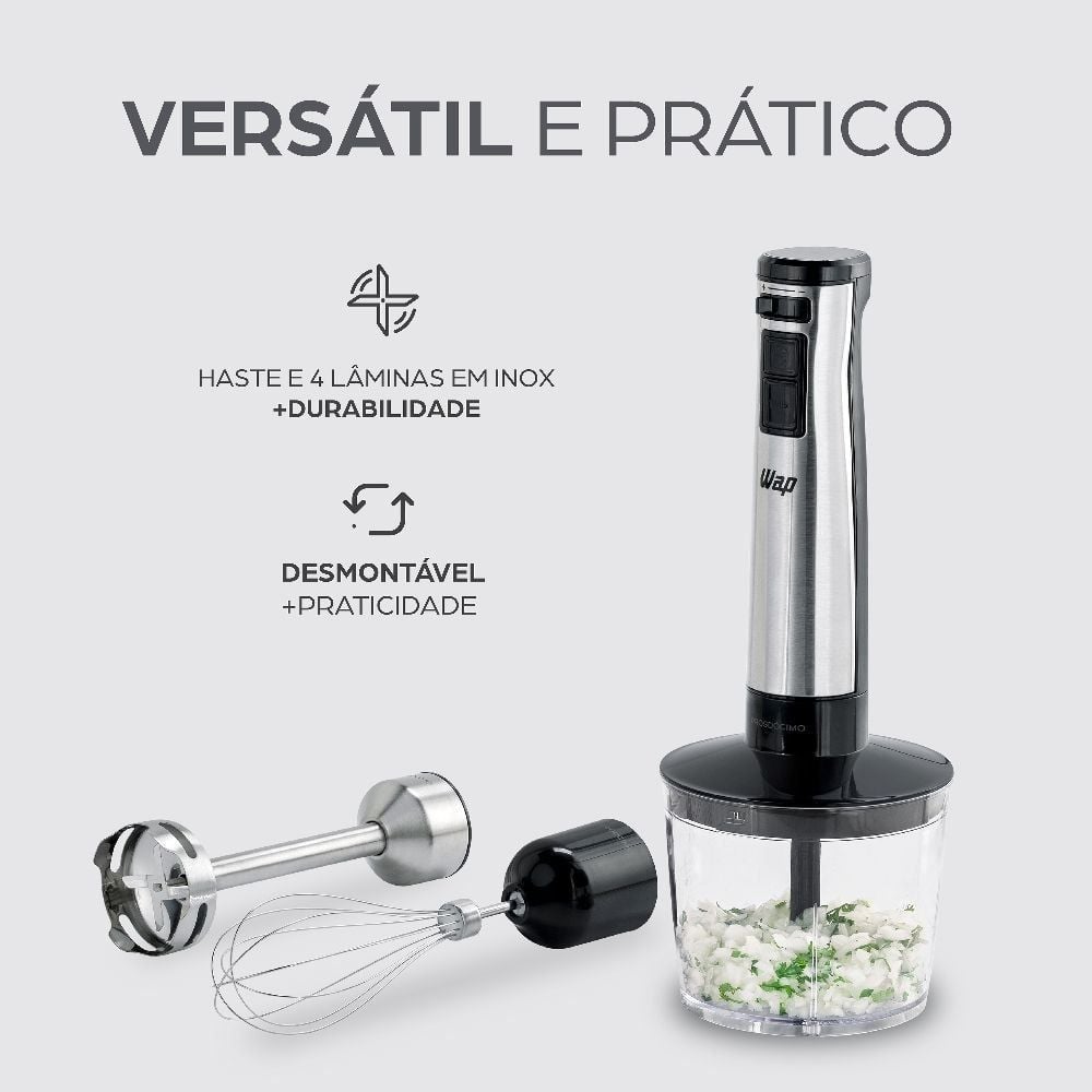 Mixer Wap 3 em 1 Inox com Processador 700ml WM1 