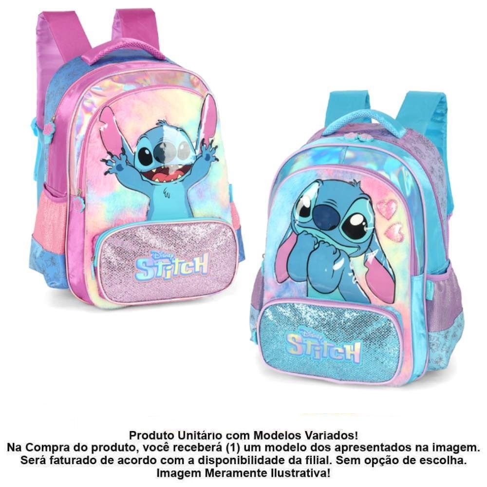 Mochila de Costas Infantil Stitch Cetim Luxcel - Sortido