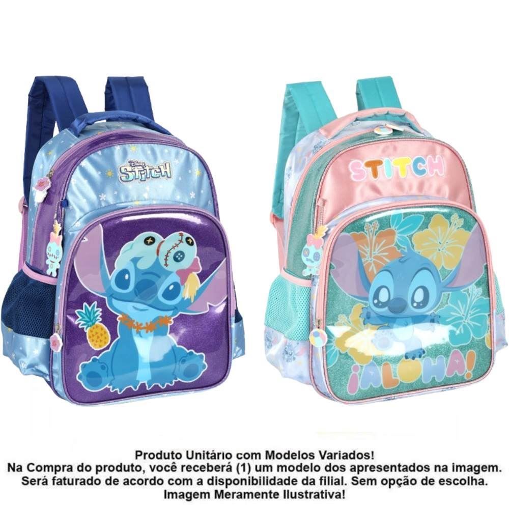 Mochila de Costas Infantil Stitch Glitter Luxcel - Sortido