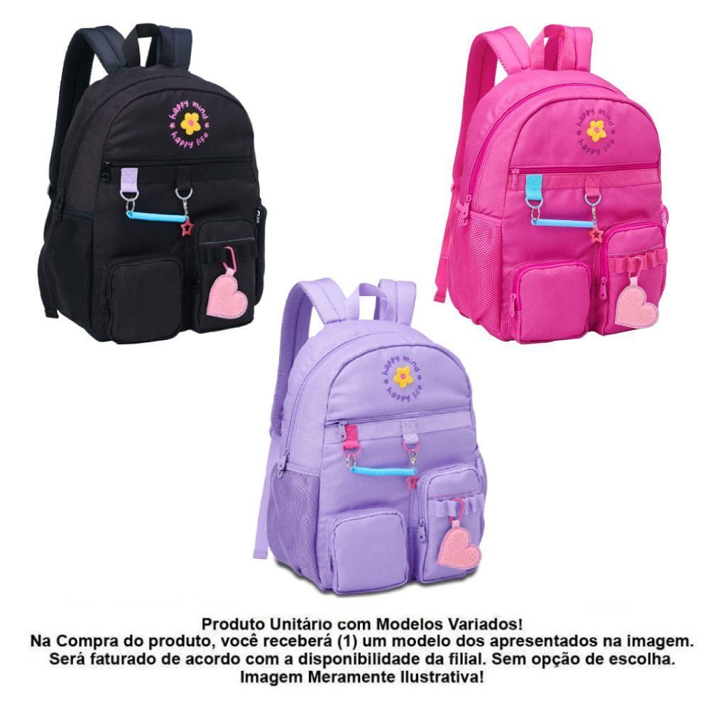 Mochila de Costas Juvenil Happy Clio Style - Sortido